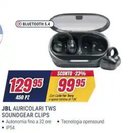 Trony JBL AURICOLARI TWS SOUNDGEAR CLIPS offerta