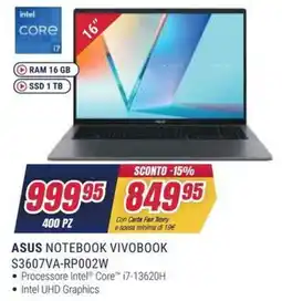 Trony ASUS NOTEBOOK VIVOBOK S3607VA-RP002W offerta
