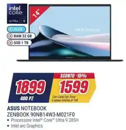 Trony ASUS NOTEBOOK ZENBOOK 90NB14W3-M021F0 offerta