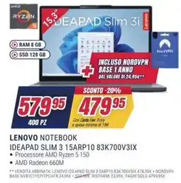 Trony LENOVO NOTEBOOK IDEAPAD SLIM 3 15ARP10 83K700V3IX offerta