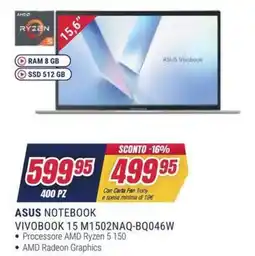 Trony ASUS NOTEBOOK VIVOBOK 15 M1502NAQ-BQ046W offerta