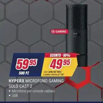 Trony HYPERX MICROFONO GAMING SOLO CAST 2 offerta