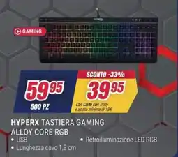 Trony HYPERX TASTIERA GAMING ALLOY CORE RGB offerta