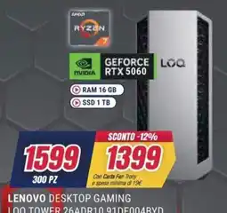 Trony LENOVO DESKTOP GAMING LOO TOWER 26ADR10 91DE004BYD offerta