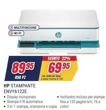 Trony HP STAMPANTE ENVY6122E offerta