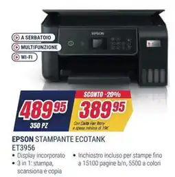 Trony EPSON STAMPANTE ECOTANK ET3956 offerta