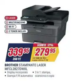 Trony BROTHER STAMPANTE LASER MFCL2827DWXL offerta