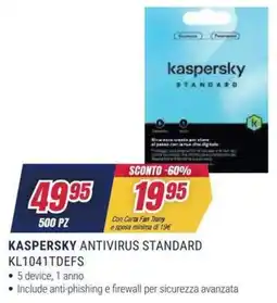 Trony KASPERSKY ANTIVIRUS STANDARD offerta