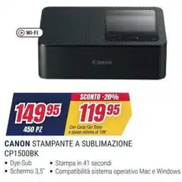 Trony CANON STAMPANTE A SUBLIMAZIONE CP1500BK offerta