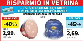 Coop Mortadella bologna igp 500 g offerta