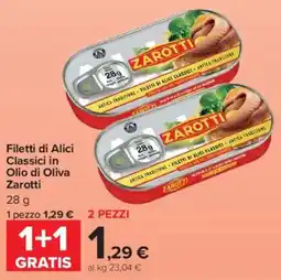 Carrefour Market Filetti di Alici Classici in Olio di Oliva Zarotti offerta