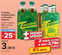 Carrefour Market Cedrata, Cedrata Zero e Chinotto Tasssoni offerta