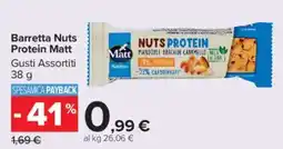 Carrefour Market Barretta Nuts Protein Matt offerta