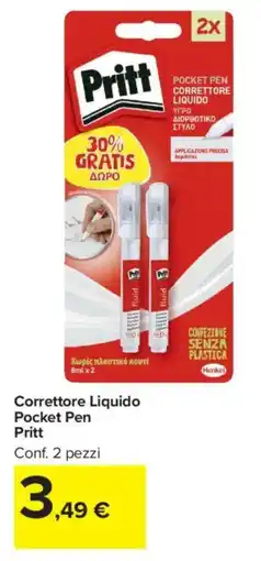 Carrefour Market Correttore Liquido Pocket Pen Pritt offerta