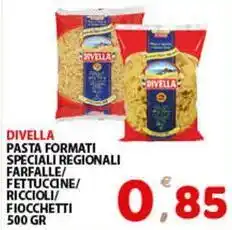 Premium Supermercati Divella pasta formati speciali regionali farfalle/ fettuccine/ riccioli fiocchetti offerta