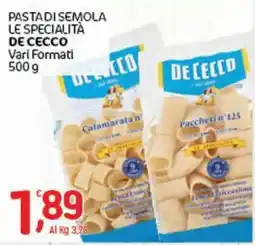Crai Pasta di semola le specialità De Cecco offerta