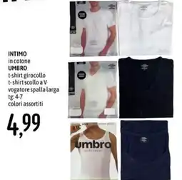Emisfero Intimo in cotone umbro t-shirt girocollo, t-shirt scollo a v offerta