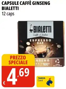 Tigros Capsule caffè ginseng Bialetti offerta