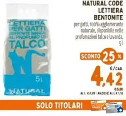Pet Store Conad Natural code lettiera bentonite offerta