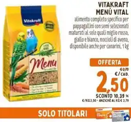Pet Store Conad Vitakraft menú vital offerta