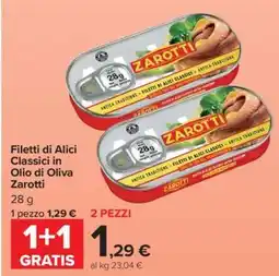 Carrefour Filetti di Alici Classici in Olio di Oliva Zarotti offerta