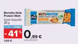 Carrefour Barretta Nuts Protein Matt offerta