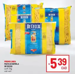 Metro Pasta di semola de cecco offerta
