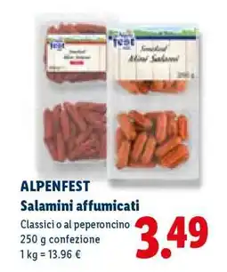 Lidl ALPENFEST Salamini affumicati offerta
