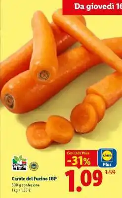 Lidl Carote del Fucino IGP offerta