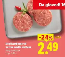 Lidl Mini hamburger di bovino adulto scottona offerta