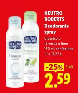 Lidl NEUTRO ROBERTS Deodorante spray offerta