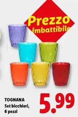 Lidl Tognana Set bicchieri, 6 pezzi offerta