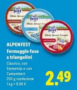 Lidl ALPENFEST Formaggio fuso a triangolini offerta