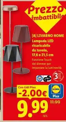Lidl LIVARNO HOME Lampada LED ricaricabile da tavolo offerta