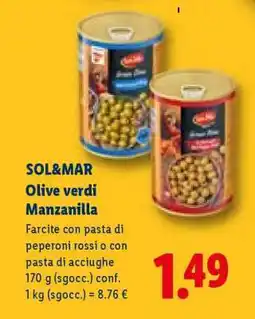 Lidl Sol&Mar Olive verdi manzanilla offerta