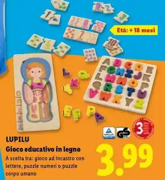 Lidl LUPILU Gioco educativo in legno offerta