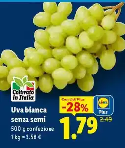 Lidl Uva bianca senza semi offerta