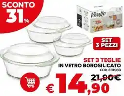 Conforama Set 3 teglie in vetro borosilicato offerta