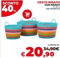 Conforama Cesto rigato con manici offerta