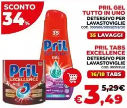 Conforama Pril gel tutto in uno detersivo per lavastoviglie, pril tabs excellence offerta