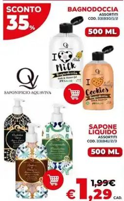 Conforama Saponificio aquaviva bagnodoccia, sapone liquido offerta