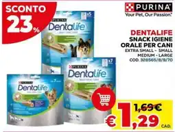 Conforama Purina dentalife snack igiene orale per cani offerta