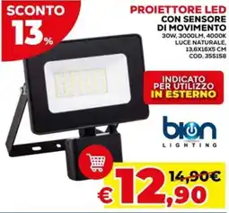 Conforama Bion lighting proiettore led con sensore di movimento offerta