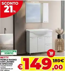Conforama Betty mobile bagno con lavabo e specchio offerta