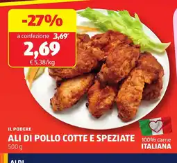 ALDI IL PODERE ALI DI POLLO COTTE E SPEZIATE offerta