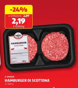 ALDI IL PODERE HAMBURGER DI SCOTTONA offerta