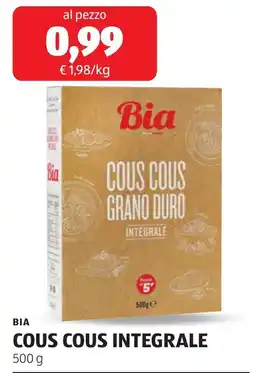 ALDI Bia COUS COUS INTEGRALE offerta