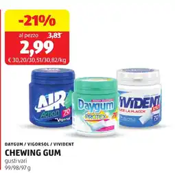 ALDI DAYGUM / VIGORSOL / VIVIDENT CHEWING GUM offerta