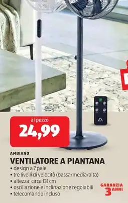 ALDI AMBIANO VENTILATORE A PIANTANA offerta