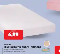 ALDI NOVITESSE LENZUOLO CON ANGOLI SINGOLO offerta